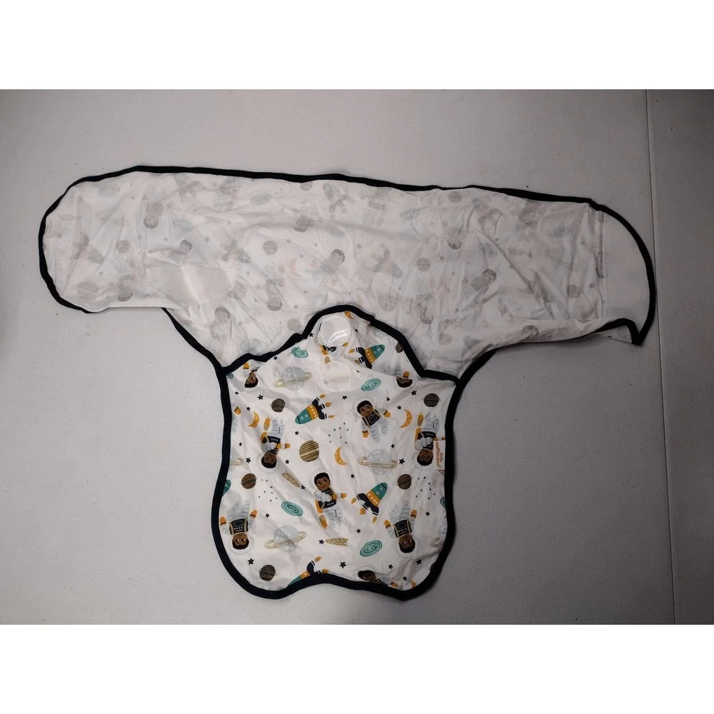 Little Muffincakes Astronaut Space Print Cotton Baby Swaddle Wrap White Navy